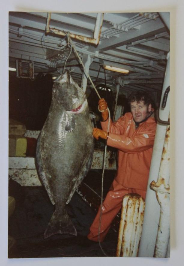 Ivor Tulloch with a prize-winning catch on board fishing boat Discovery