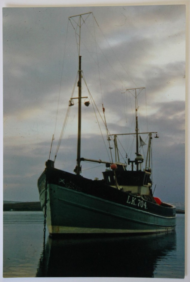 LK704 Winsome lying peacefully at anchor in Cullivoe, 1968.